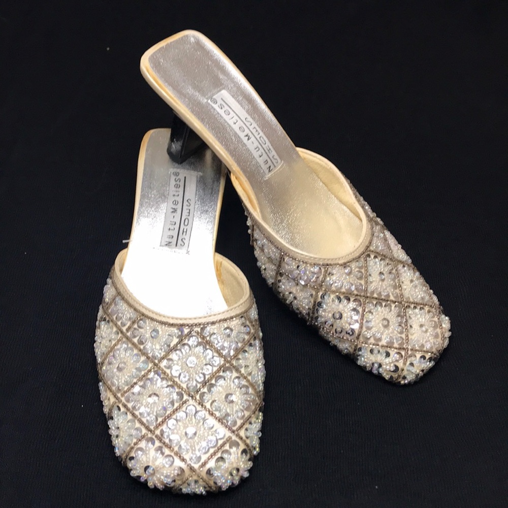 Sequence silver/gold slides sandals size 6 (ECU)